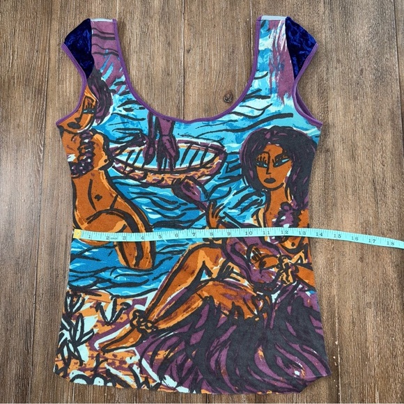 Custo Barcelona Y2K 90s Purple Fitted Graphic Tee S/M Velvet short sleeve RARE - Picture 5 of 10